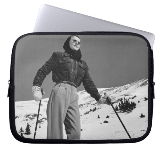 Frauen-Skifahrer Laptopschutzhülle (Vorderseite)
