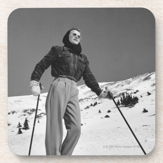 Frauen-Skifahrer Untersetzer (Vorderseite)