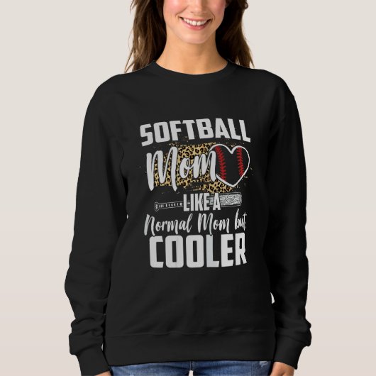 Frauen Softball Fan Leopard Cheetah Mama Sof Sweatshirt (Vorderseite)