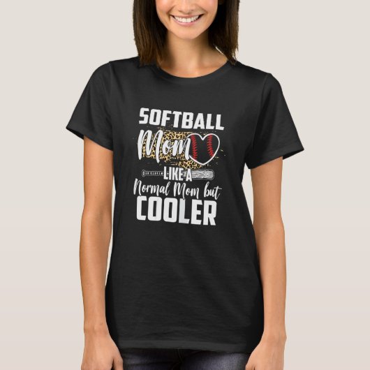 Frauen Softball Fan Leopard Cheetah Mama Sof T-Shirt (Vorderseite)