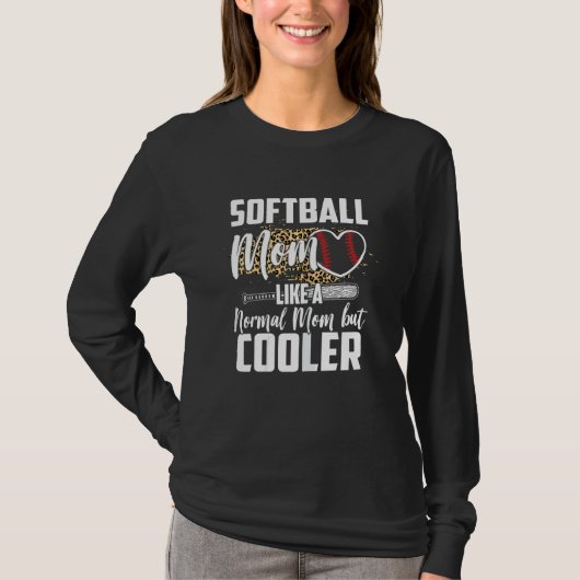 Frauen Softball Fan Leopard Cheetah Mama Sof T-Shirt (Vorderseite)