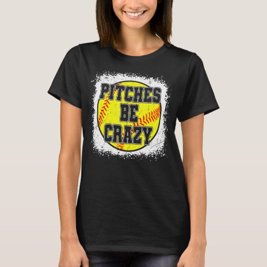 Frauen Softball Mama Pitches werden verrückte Soft T-Shirt (Vorderseite)