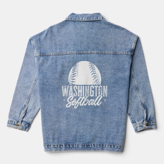 Frauen Softball Player Softballer Girl Sport Washi Jeansjacke (Rückseite)