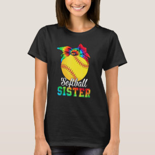 Frauen Softball Sister Gefärbte Krawatte Softball T-Shirt