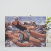 Frauen Sonnenbaden am Strand Karte (Stehend Vorderseite)