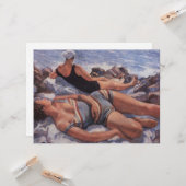Frauen Sonnenbaden am Strand Karte (Vorderseite/Rückseite Beispiel)