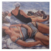 Frauen Sonnenbaden am Strand (von Serebriakova) Fliese (Vorderseite)