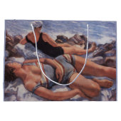 Frauen Sonnenbaden am Strand (von Serebriakova) Große Geschenktüte (Rückseite)