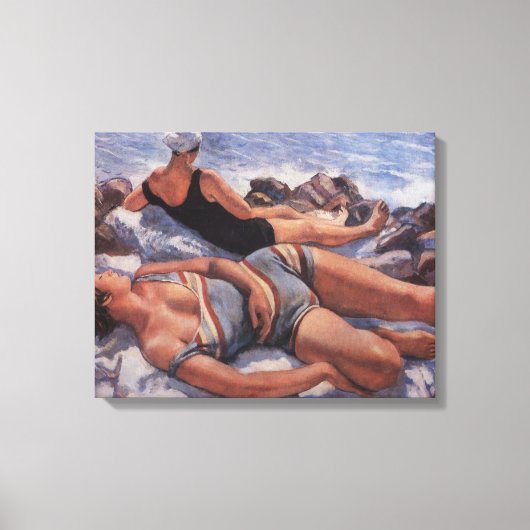Frauen Sonnenbaden am Strand (von Serebriakova) Leinwanddruck (Vorderseite)
