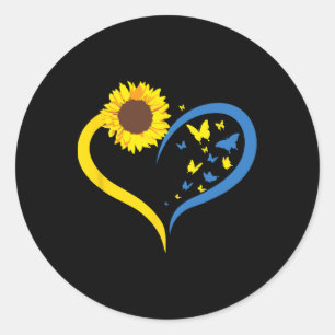 Frauen Sonnenblume Liebe Herz Ich stehe hinter der Runder Aufkleber