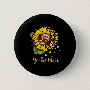 Frauen Sonnenblume Yorkie Mutter Hunde Liebhaber Button
