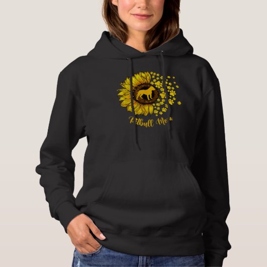 Frauen Sonnenblumen Pitbull Mama Hund Lover Hoodie (Vorderseite)