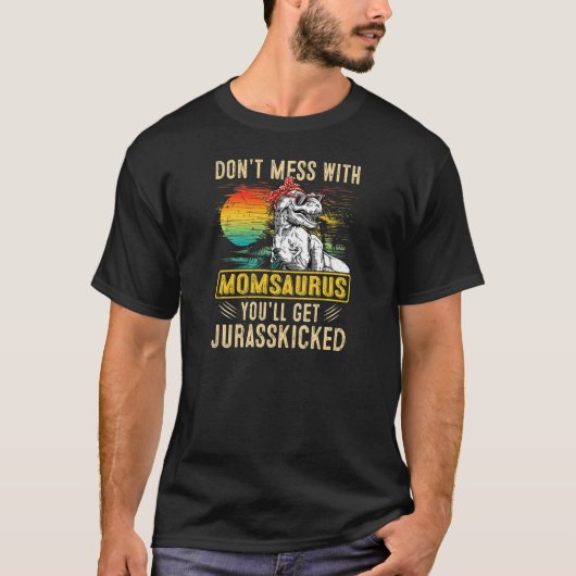 Frauen Spaß Frauen Retro Momsaurus Dinosaur Rex Mo T-Shirt (Vorderseite)