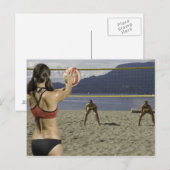 Frauen spielen am Strand Volleyball Postkarte (Vorne/Hinten)