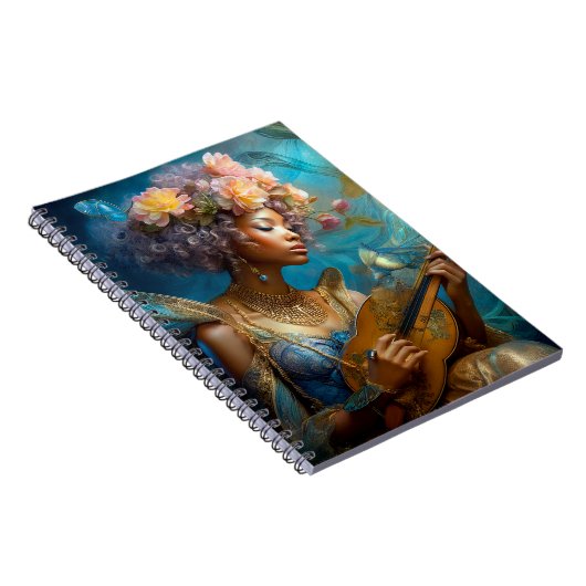 Frauen spielen Lute American Fantasy Art Notizblock (Rechte Seite)