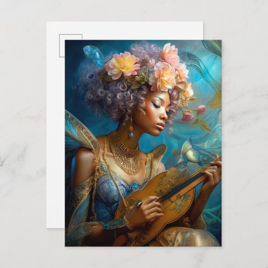 Frauen spielen Lute American Fantasy Art Postkarte (Vorne/Hinten)