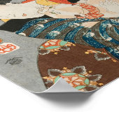 Frauen spielen mit Cat Vintag Japanisch Poster (Ecke)