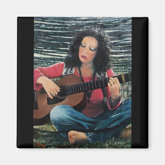 Frauen spielen Musik mit akustischer Gitarre Magnet (Vorne)