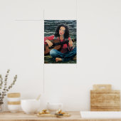 Frauen spielen Musik mit akustischer Gitarre Poster (Küche)