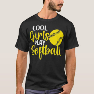 Frauen Sportlustige Coole Girls spielen Softball T-Shirt