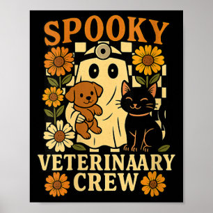 Frauen Spukgeist hält schwarze Katze Hund Poster