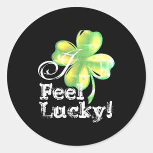 Frauen St. Patricks Day Shamrock Grün und Schwarz  Runder Aufkleber