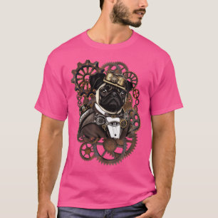 Frauen Steampunk Möpsen Mops Hunde Liebe Vintag T-Shirt