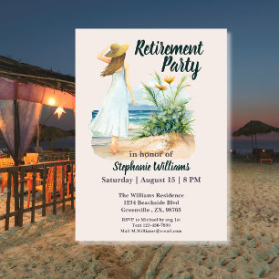 Frauen Strand- und Blumen-Ruhestandsfeier Einladung