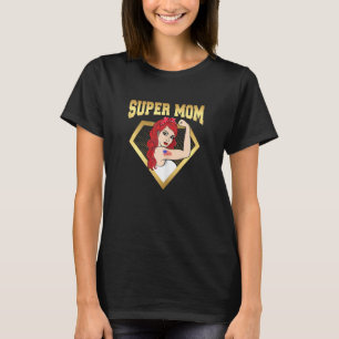 Frauen Super Mama Strong Women Long Red Hair Mama  T-Shirt