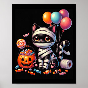 Frauen Süß Halloween Schwarze Katze Kürbis Streich Poster