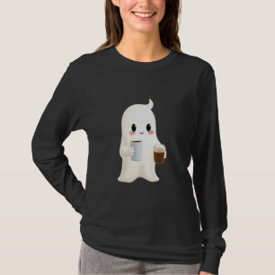 Frauen Süß Kaffee Geist Grafik Langarm T-Shirt
