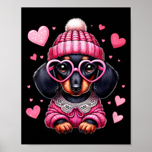 Frauen Süße Dachshund Valentinstag Herz Hundeliebh Poster