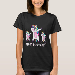 Frauen süße Mamacorn Einhorn Mutter von 2 Zwilling T-Shirt