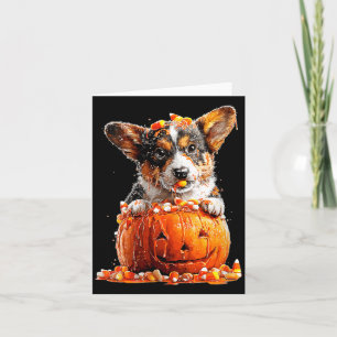 Frauen Süßer Corgi Triefender Kürbis Candy Corn Karte