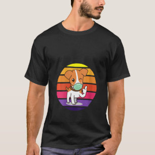 Frauen Süßer Hund mit Gesichtsmaske, Vintage Sonne T-Shirt