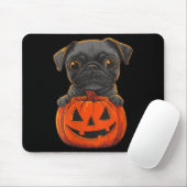 Frauen Süßer Schwarzer Pug Jack O Lantern Kürbis Mousepad (Mit Mouse)