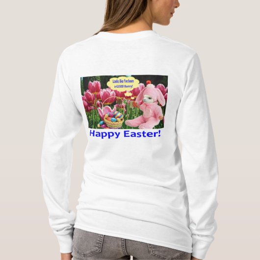 Frauen Sweatshirt. Happy Oaster. Alpaca/Hunny T-Shirt (Rückseite)