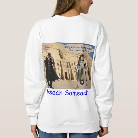 Frauen Sweatshirt. Happy Passover. loris/Affe Sweatshirt (Rückseite)