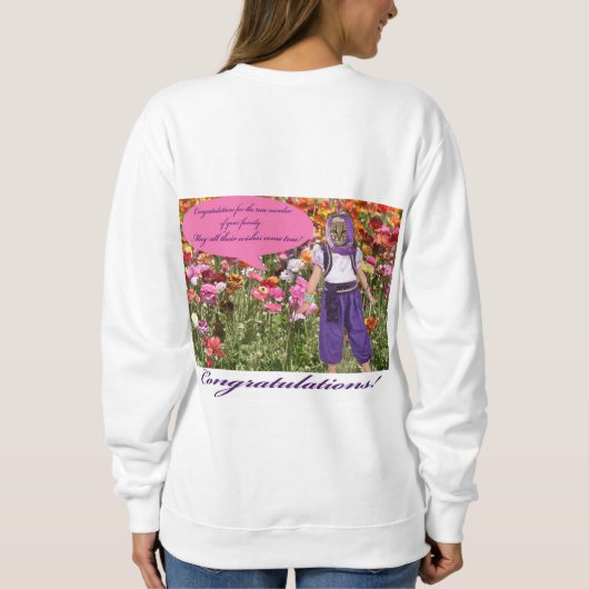 Frauen Sweatshirt. Herzlichen Glückwunsch! Sweatshirt (Rückseite)