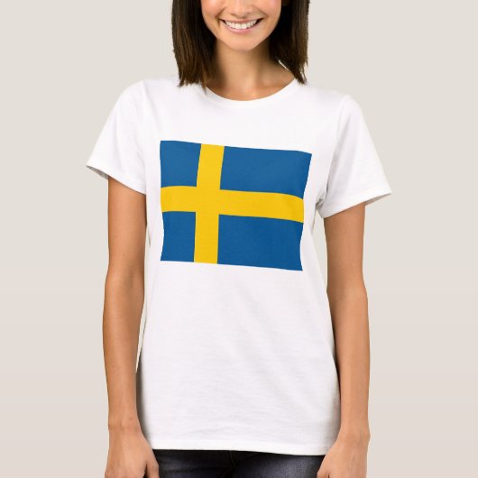 Frauen T Shirt mit der Flagge Schwedens (Vorderseite)