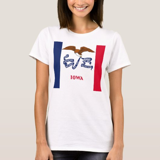 Frauen T Shirt mit der Flagge von Iowa Staat (Vorderseite)