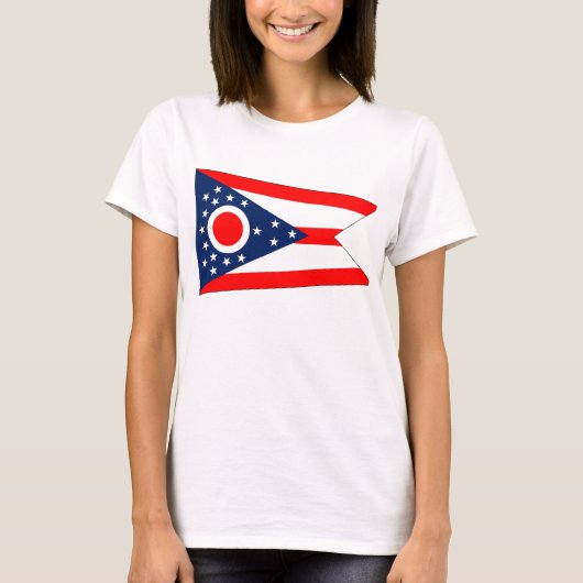 Frauen T Shirt mit der Flagge von Ohio Staat (Vorderseite)