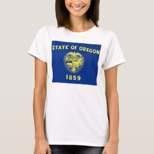 Frauen T Shirt mit der Flagge von Oregon Staat