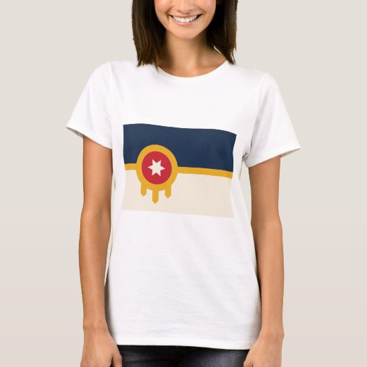 Frauen T Shirt mit der Flagge von Tulsa, Oklahoma (Vorderseite)