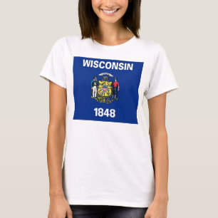 Frauen T Shirt mit der Flagge von Wisconsin Staat