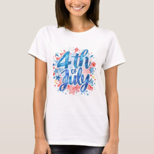 Frauen T-Shirt mit Wasserfarbendesign zum 4. Juli 