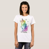 Frauen-T - Shirt-Regenbogenunicorn-Katze T-Shirt (Vorne ganz)