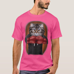 Frauen Tabby Katze als Boxmeister im Boxerhandschu T-Shirt