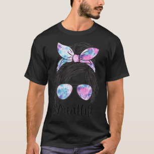 Frauen Tante Leben Messy Haar Bube Gefärbte Krawat T-Shirt