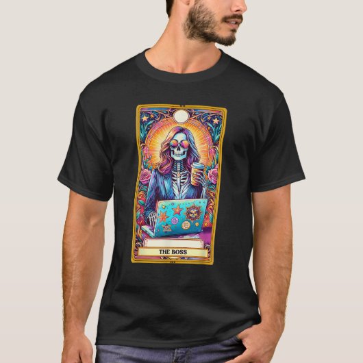 Frauen Tarot-Card-Skeletton-Arbeitskampfleiter T-Shirt (Vorderseite)